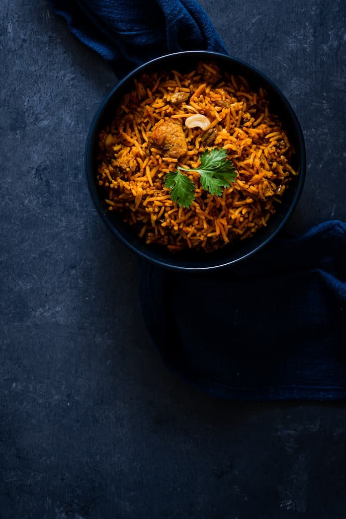 Chicken biryani with aromatic basmati rice