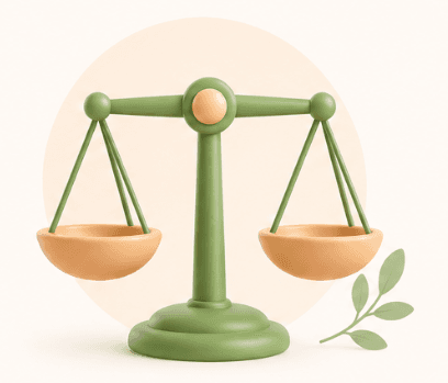 A balanced weighing scale