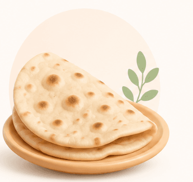 A stack of fresh roti on a plate